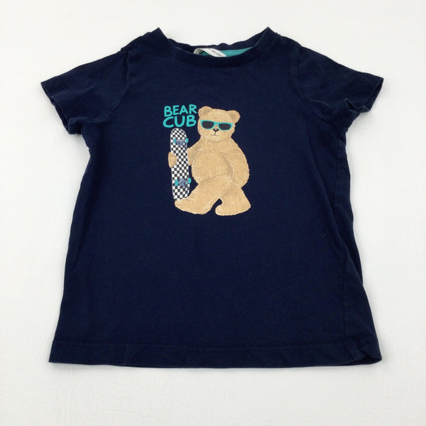 'Bear Cub' Bear & Skateboard Navy T-Shirt - Boys 3-4 Years