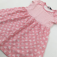 Hearts Pink Striped Dress - Girls 2-3 Years