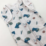 Footballs & Trucks White Jersey Swaddlebag  - Boys Newborn