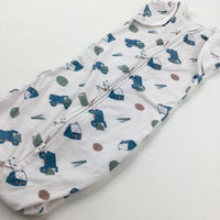 Footballs & Trucks White Jersey Swaddlebag  - Boys Newborn