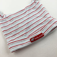 Red & Grey Striped Jersey Hat - Boys Newborn