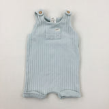 'Hello!' Light Green Short Dungarees - Boys Newborn