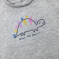 'Hear Me Roar' Dinosaur Grey T-Shirt - Girls 2-3 Years