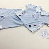 **NEW** 'Sail Ocean Blue' Anchor Blue Polo Shirt & Shorts Set - Boys Newborn