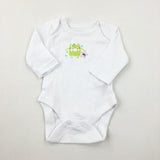 'No1' Monster White Long Sleeve Bodysuit - Boys Newborn