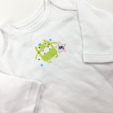 'No1' Monster White Long Sleeve Bodysuit - Boys Newborn