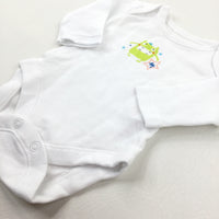 'No1' Monster White Long Sleeve Bodysuit - Boys Newborn