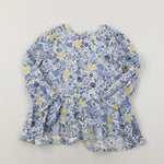 Colourful Flowers & Bunnies Blue & Yellow Tunic Top - Girls 2-3 Years