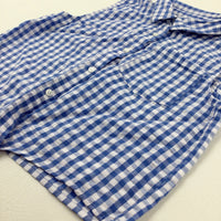 Blue Checked Sleeveless Shirt - Girls 9-10 Years