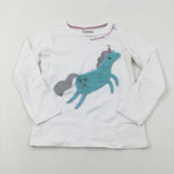 'Unicorns Are Magic' Sequin Flip White Long Sleeve Top - Girls 9-10 Years