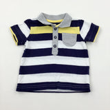 Navy Striped Polo Shirt - Boys 0-3 Months