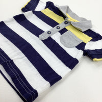 Navy Striped Polo Shirt - Boys 0-3 Months