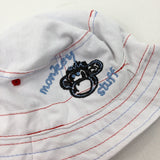 **NEW** 'Monkey Stuff' Embroidered White Sun Hat - Boys 0-3 Months