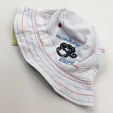 **NEW** 'Monkey Stuff' Embroidered White Sun Hat - Boys 0-3 Months