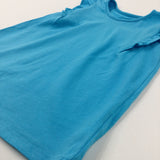 Blue Cotton T-Shirt With Frill Sleeves - Girls 4-5 Years