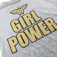 'Girl Power' Wonder Woman Glittery Grey Cropped T-Shirt - Girls 4-5 Years