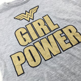 'Girl Power' Wonder Woman Glittery Grey Cropped T-Shirt - Girls 4-5 Years