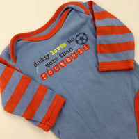 'Daddy Loves Me More Than Football' Blue Long Sleeve Bodysuit - Boys 0-3 Months