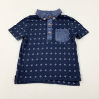 Patterned Navy Polo Shirt - Boys 12-18 Months