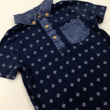 Patterned Navy Polo Shirt - Boys 12-18 Months