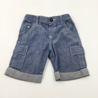 Blue Denim Effect Shorts With Adjustable Waist - Boys 12-18 Months