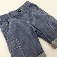 Blue Denim Effect Shorts With Adjustable Waist - Boys 12-18 Months