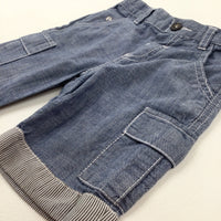 Blue Denim Effect Shorts With Adjustable Waist - Boys 12-18 Months