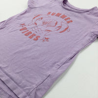 'Summer Vibes' Dolphins Glittery Lilac T-Shirt - Girls 4-5 Years