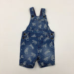 Tigers Blue Denim Short Dungarees - Boys 3-6 Months