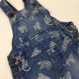 Tigers Blue Denim Short Dungarees - Boys 3-6 Months