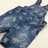 Tigers Blue Denim Short Dungarees - Boys 3-6 Months