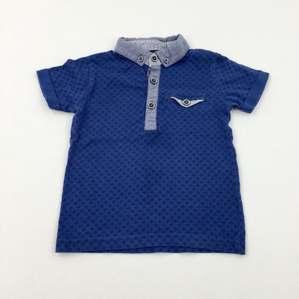 Patterned Blue Polo Shirt - Boys 12-18 Months