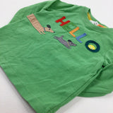 'Hello' Dogs Appliqued Green Long Sleeve Top - Boys 3-6 Months