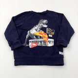 'Dino Diner' Dinosaur & Pizza Navy Sweatshirt - Boys 5-6 Years