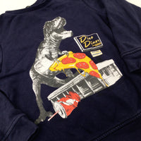 'Dino Diner' Dinosaur & Pizza Navy Sweatshirt - Boys 5-6 Years