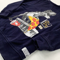 'Dino Diner' Dinosaur & Pizza Navy Sweatshirt - Boys 5-6 Years