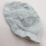 Boat Motif Green Striped Sun Hat - Boys 3-6 Months