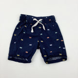 Campervans Navy Shorts - Boys 3-6 Months