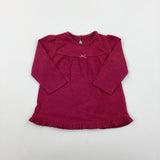 Burgundy Long Sleeve Tunic Top - Girls 3-6 Months