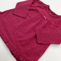 Burgundy Long Sleeve Tunic Top - Girls 3-6 Months