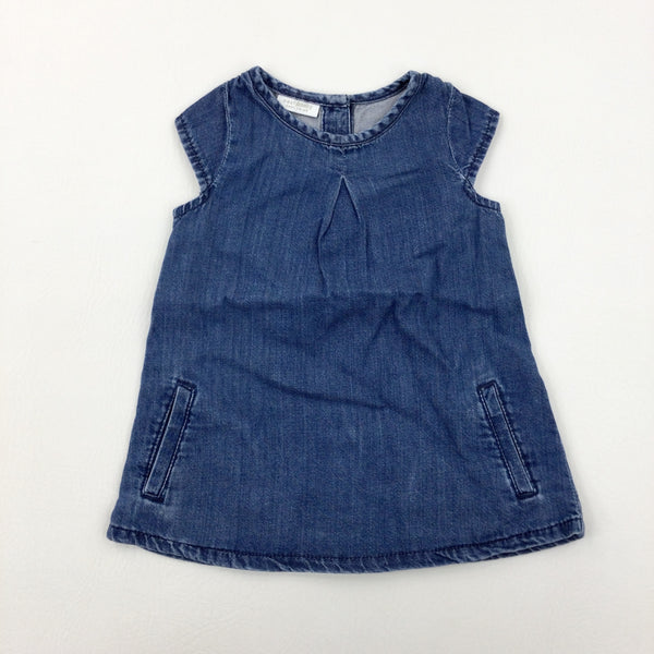 Mid Blue Denim Dress - Girls 3-6 Months