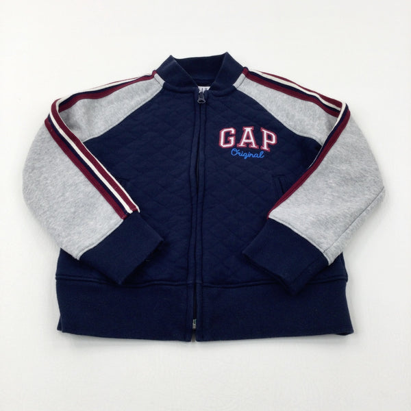 'GAP' Appliqued Quilted Navy Zip Through Jumper - Boys 5-6 Years