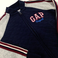 'GAP' Appliqued Quilted Navy Zip Through Jumper - Boys 5-6 Years