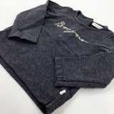 'Bonjour' Charcoal Grey Long Sleeve Top - Girls 3-6 Months