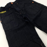 'Urban' Black Denim Jeans With Adjustable Waist - Boys 8-9 Years