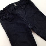 Black Denim Jeans With Adjustable Waist - Girls 12-18 Months