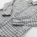 Grey & White Checked Long Sleeve Shirt - Boys 8-9 Years