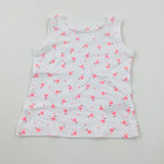 Flamingoes White Vest Top - Girls 3-6 Months