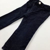 Black Denim Jeans With Adjustable Waist - Girls 12-18 Months