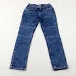 Mid Blue Denim Jeans With Adjustable Waist - Boys 8-9 Years